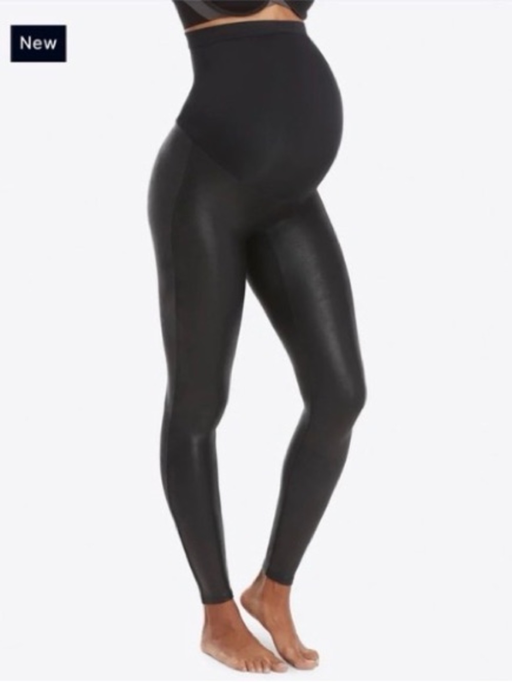 Mama Faux Maternity Leather Black Spanx Pants Leggings 1X/1TG